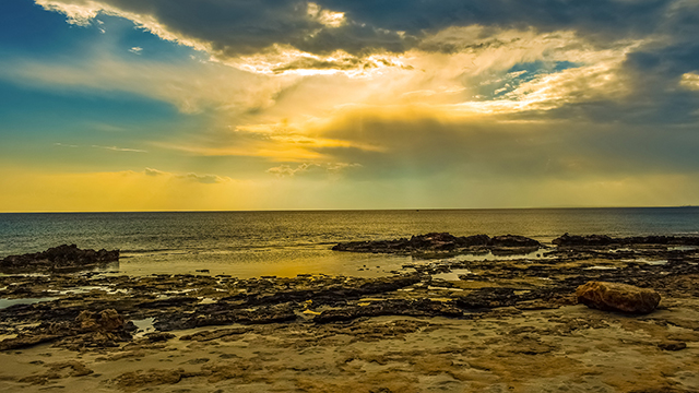 Rocky Shore Sunset Google Background
