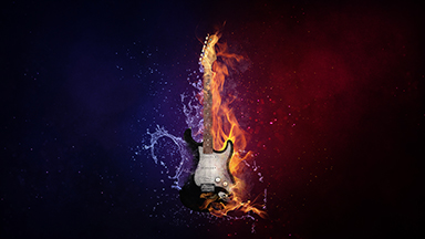Flaming Guitar Laptop Background