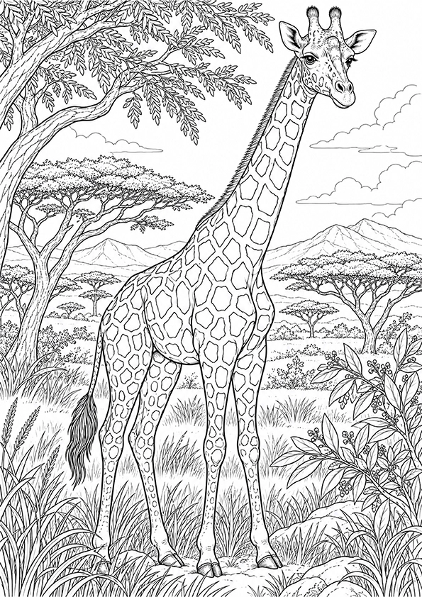 African Giraffe coloring page