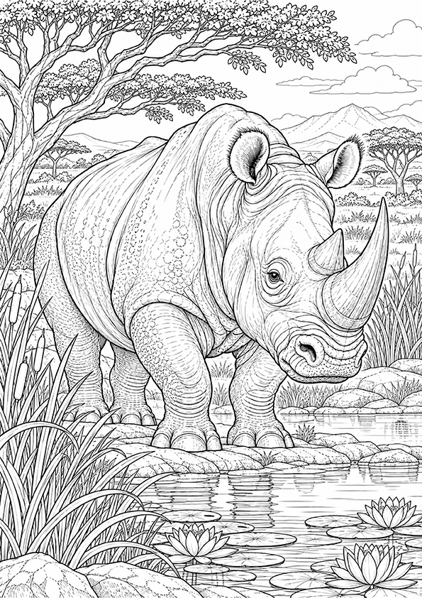 African Rhino coloring page