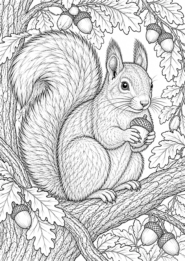 Autumn Squirrel coloring page