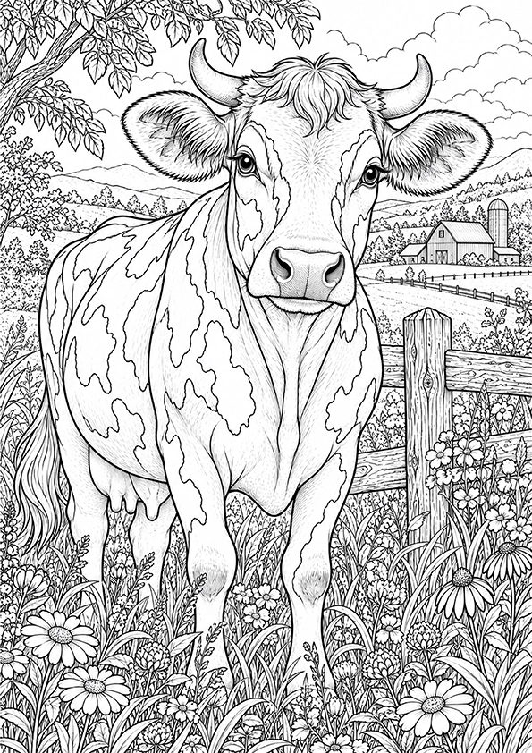 Country Cow coloring page