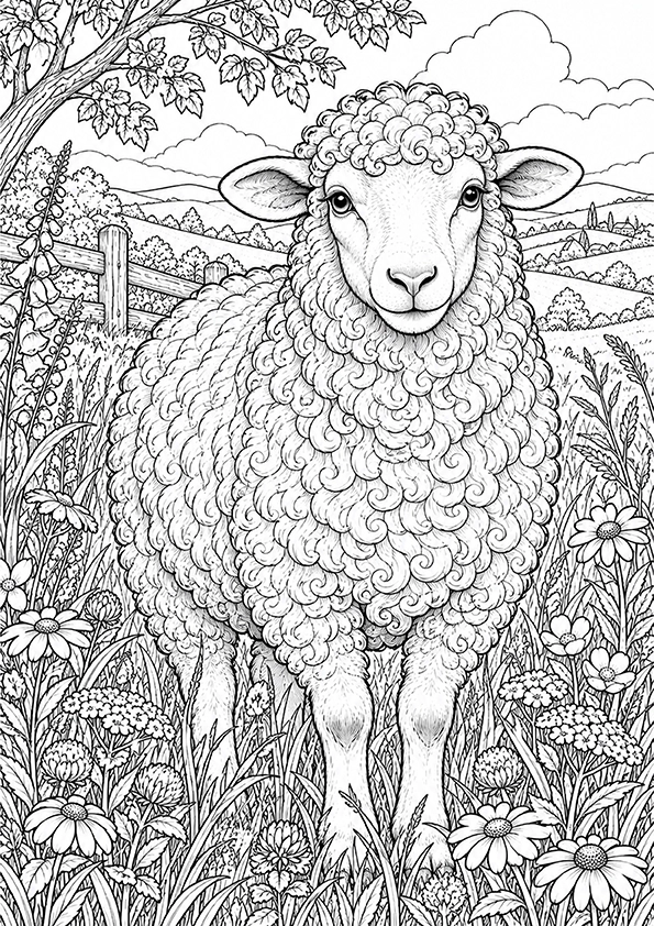 Meadow Sheep coloring page