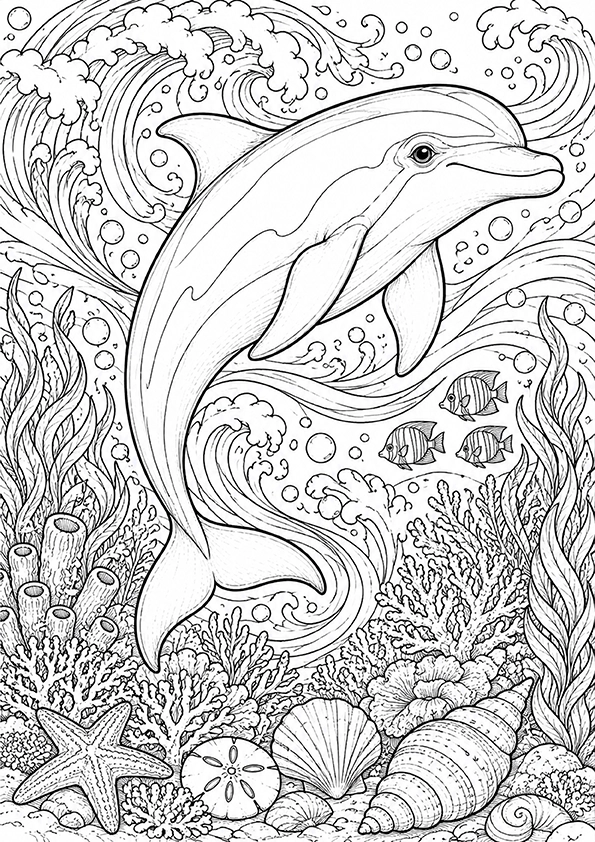 Ocean Dolphin coloring page