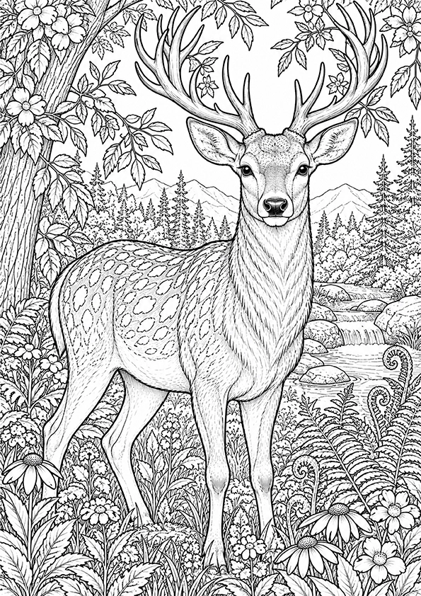 Woodland Deer coloring page
