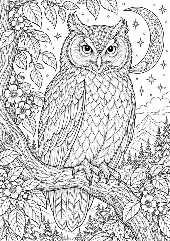 Woodland Owl coloring page