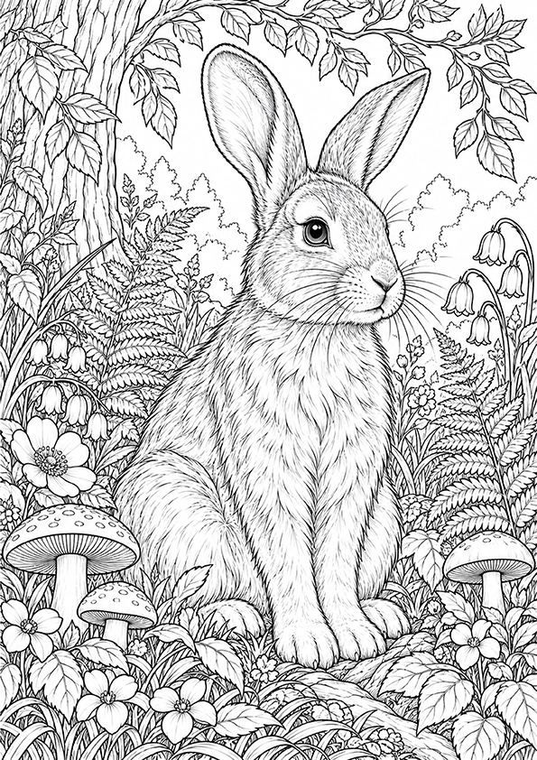 Woodland Rabbit coloring page