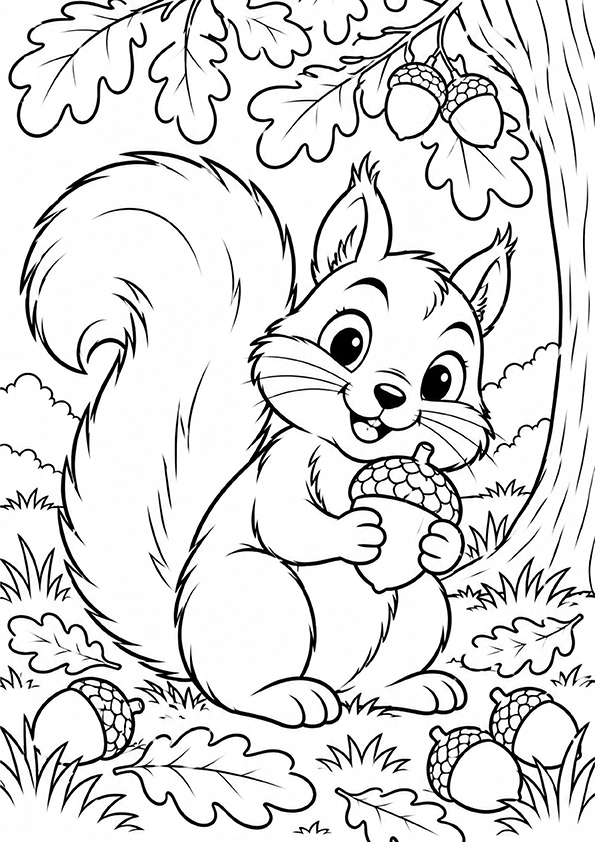 Busy Squirrel coloring page