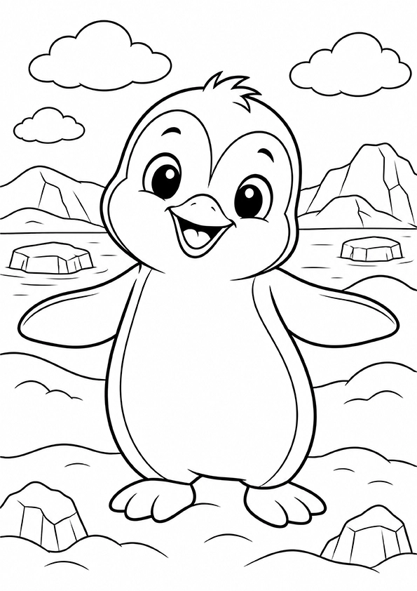 Cute Penguin coloring page
