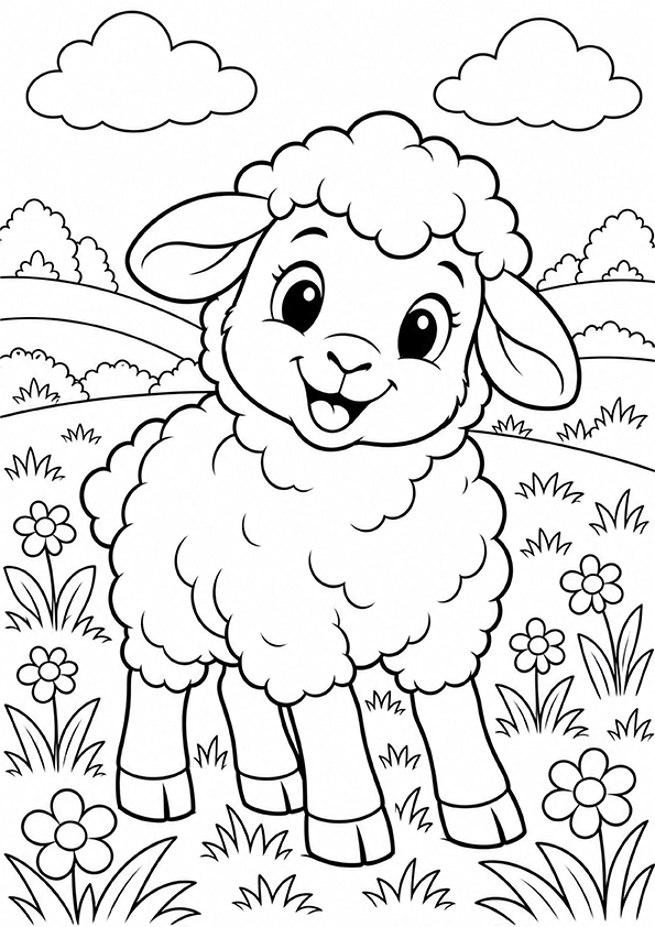 Fluffy Sheep coloring page