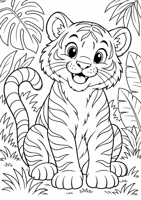 Friendly Tiger coloring page