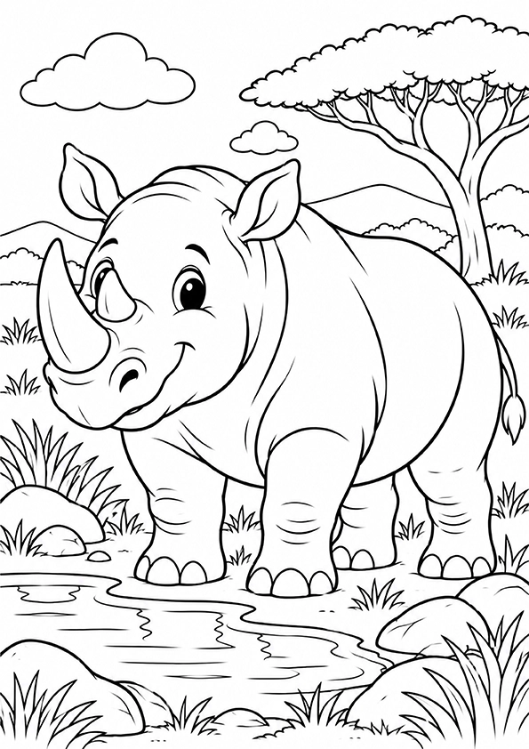 Gentle Rhino coloring page