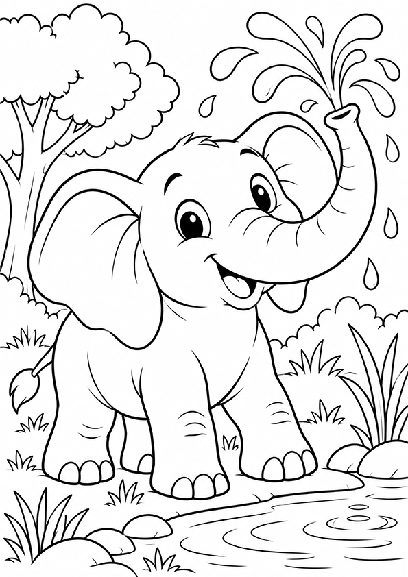 Happy Elephant coloring page