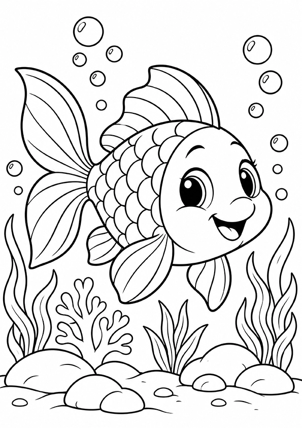 Happy Fish coloring page
