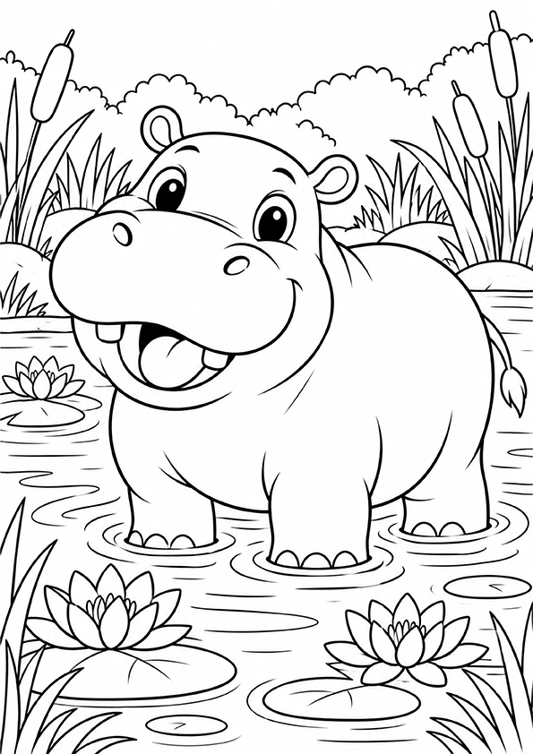 Happy Hippo coloring page