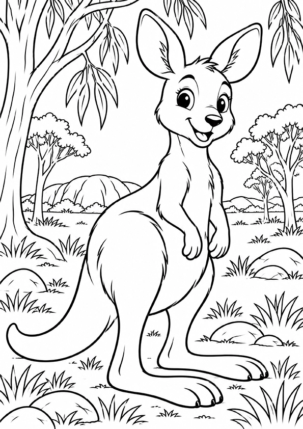 Happy Kangaroo coloring page