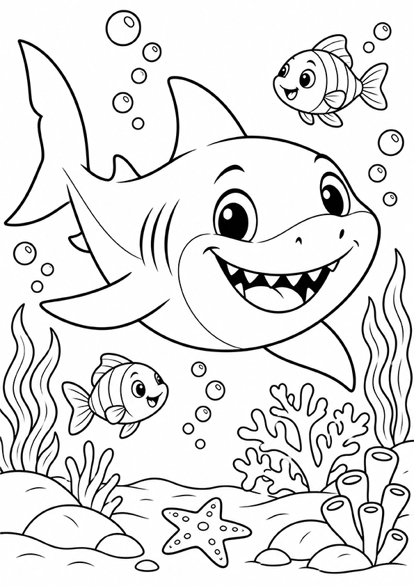 Happy Shark coloring page