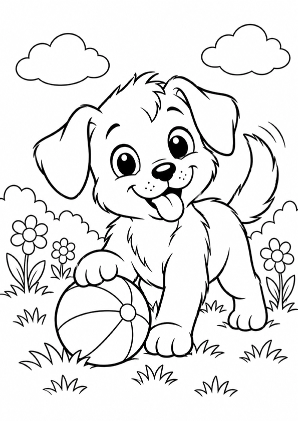 Playful Puppy coloring page