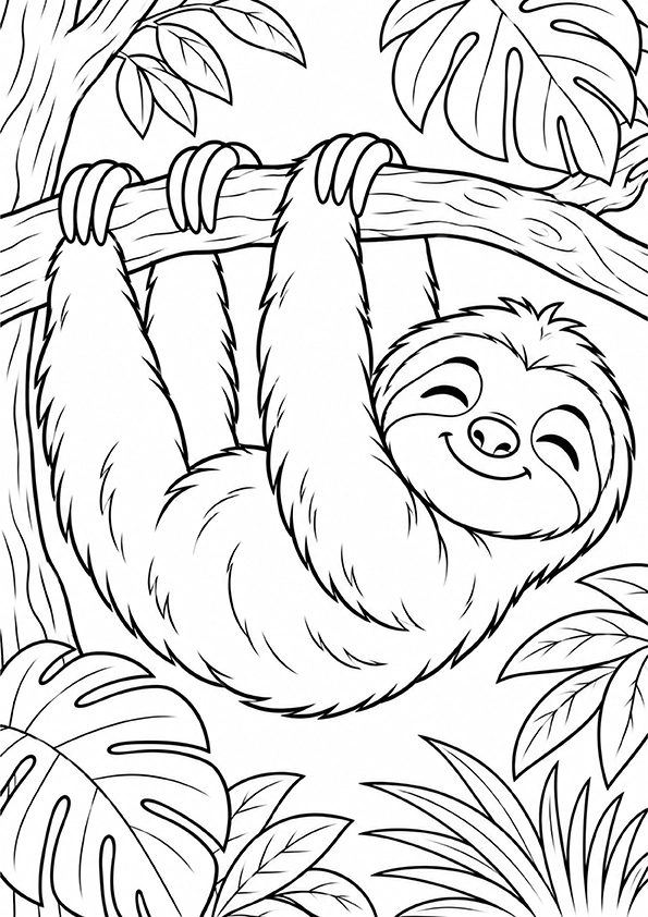 Sleepy Sloth coloring page