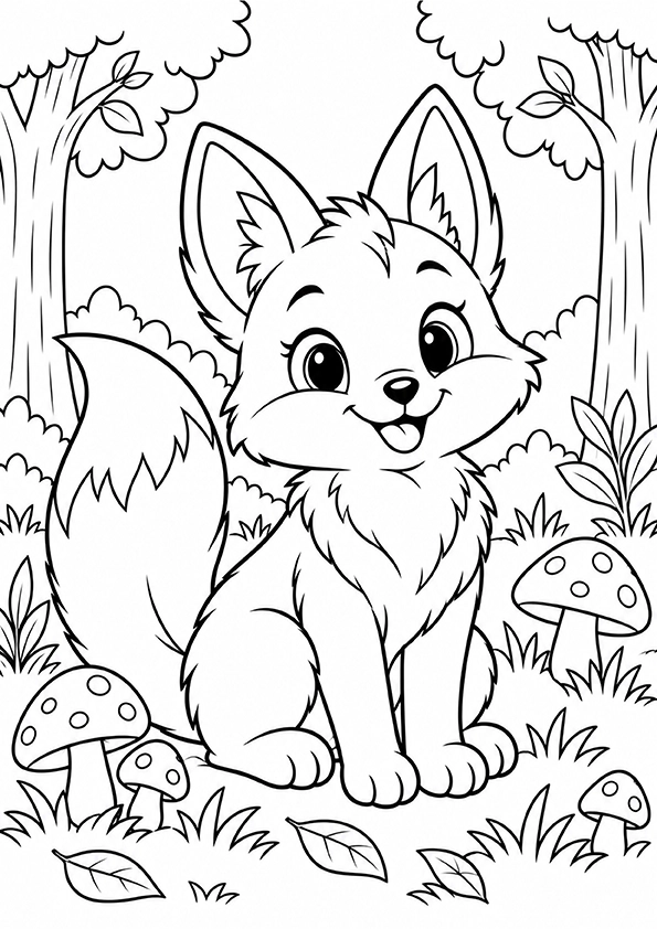 Woodland Fox coloring page