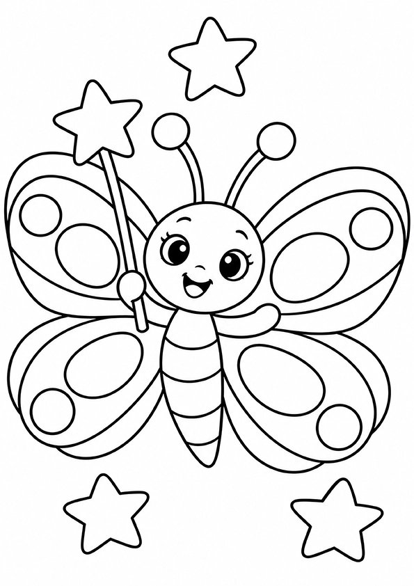 Butterfly And A Magic Wand coloring page