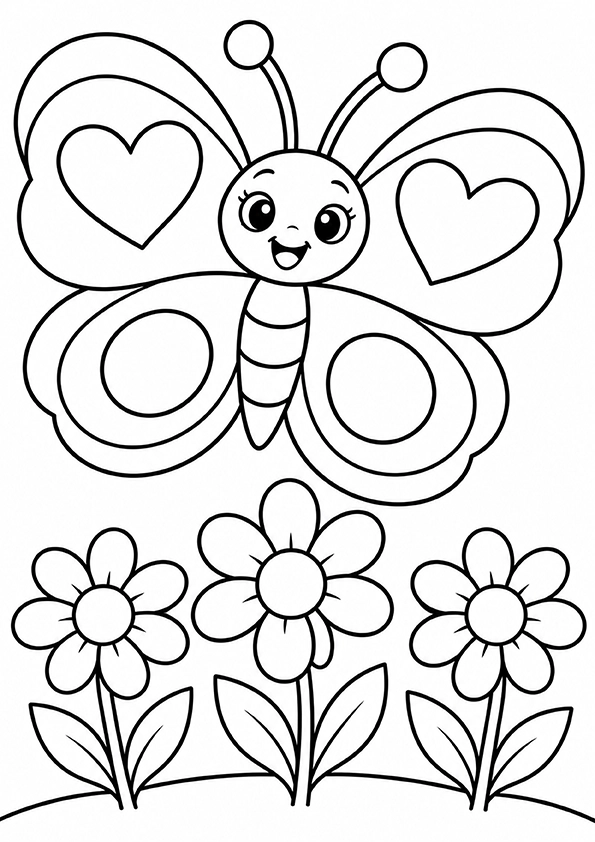 Butterfly In A Daisy Meadow coloring page