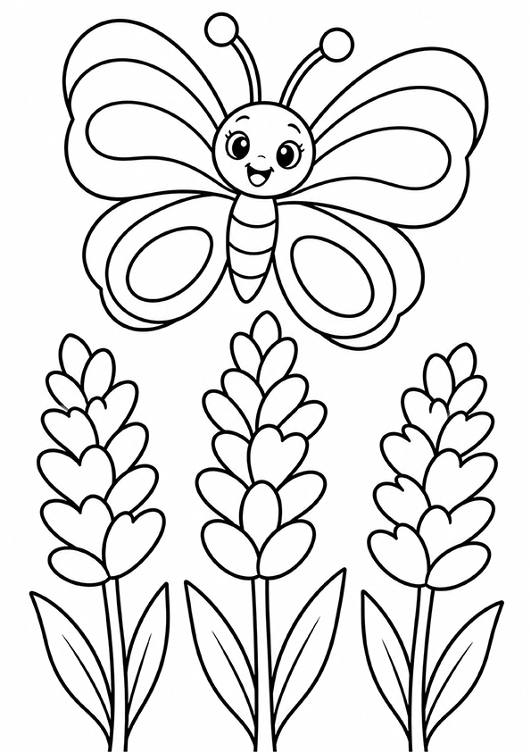 Butterfly In A Lavender Garden coloring page