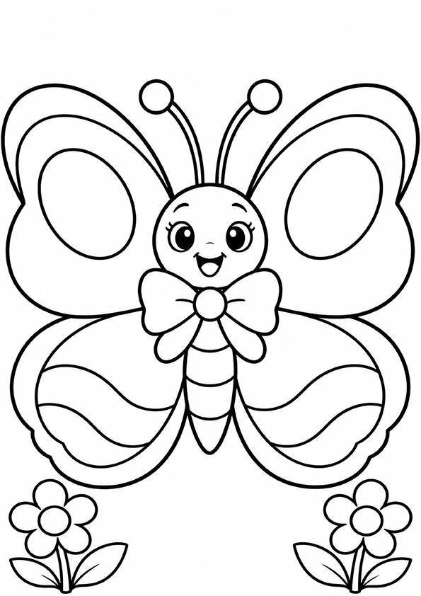 Butterfly With A Bow coloring page