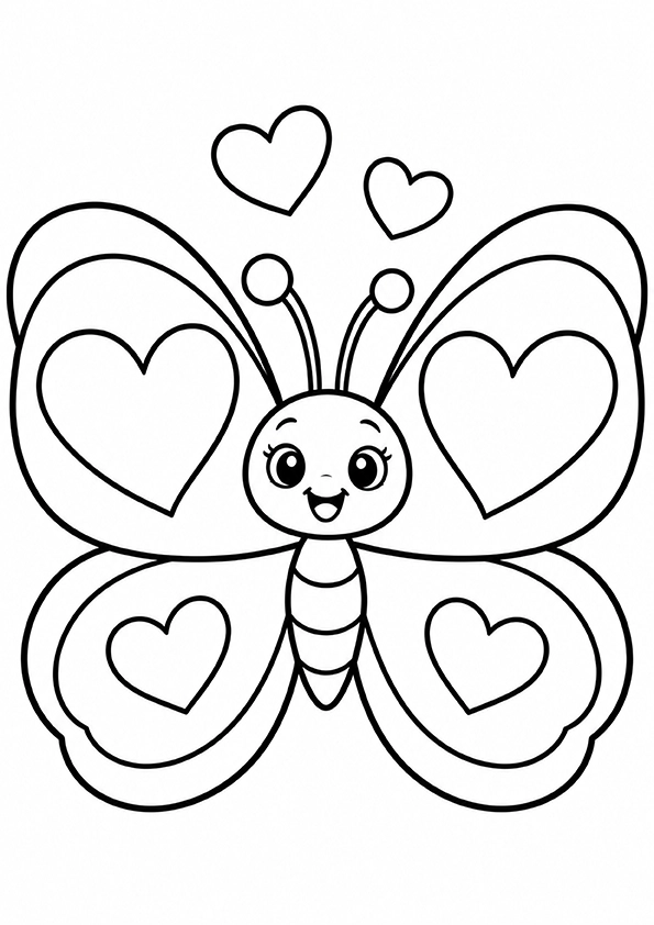 Butterfly With Heart Wings coloring page