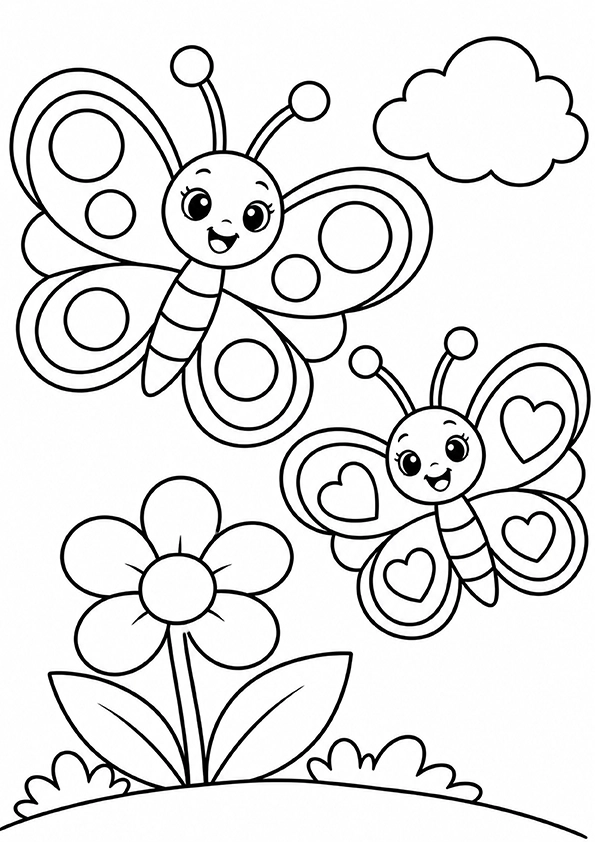 Two Happy Butterflies coloring page