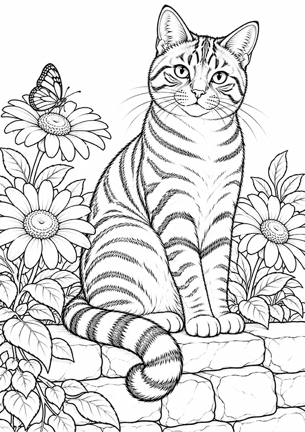 Beautiful Tabby Cat coloring page