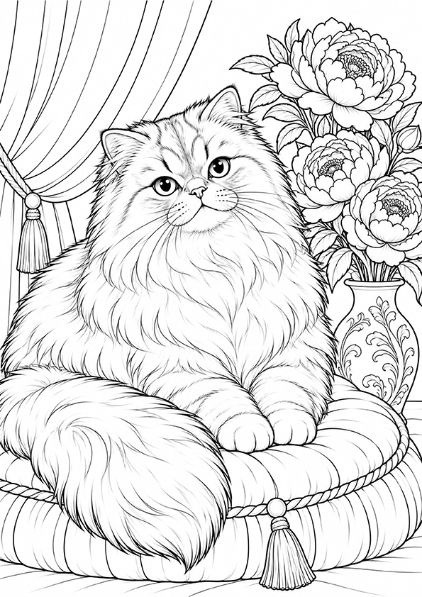 Fluffy Persian Cat coloring page