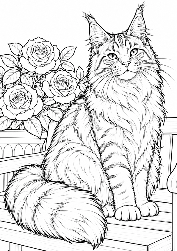 Majestic Maine Coon Cat coloring page