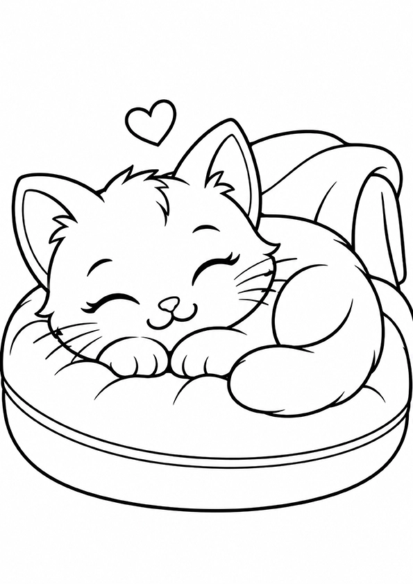 Sleeping Baby Kitten coloring page