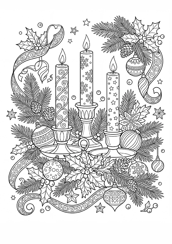 Christmas Candles coloring page