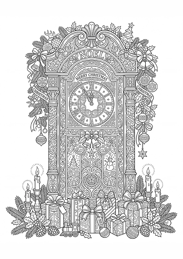 Christmas Clock coloring page