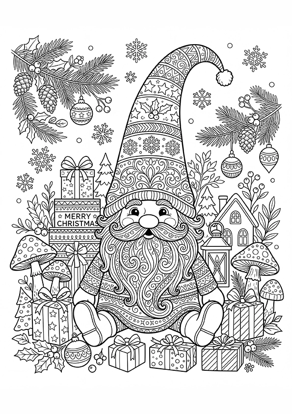 Christmas Gnome coloring page