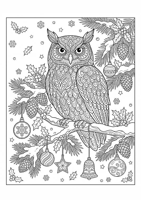 Christmas Owl coloring page