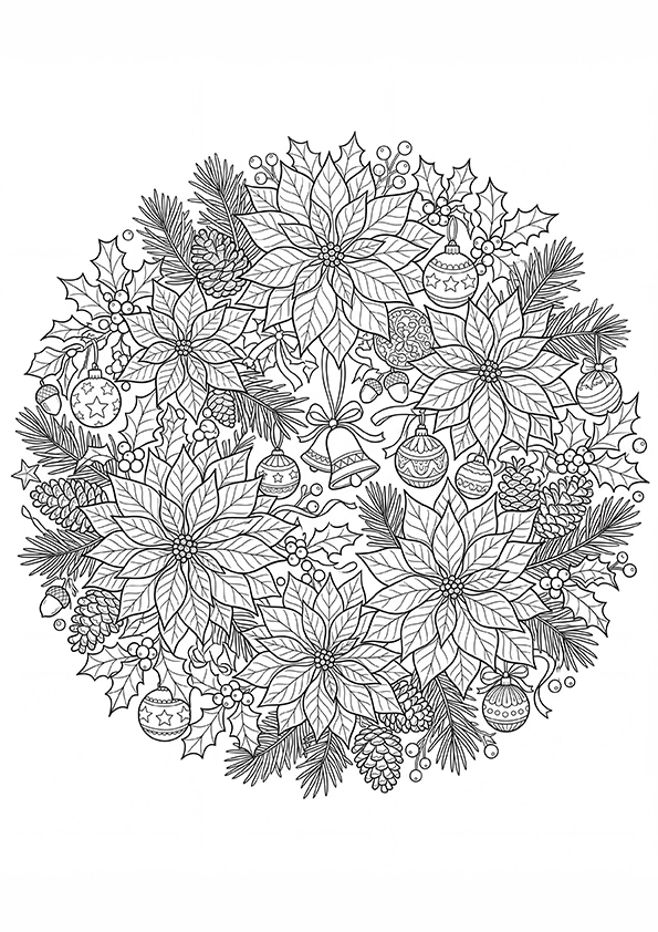 Christmas Poinsettias coloring page
