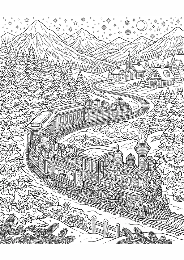 Christmas Train coloring page
