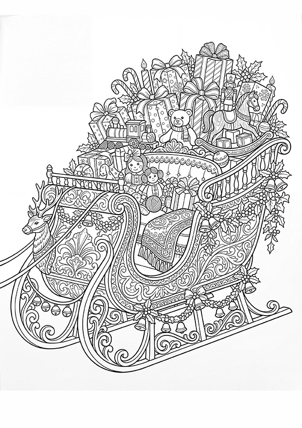 Santa's Sleigh coloring page