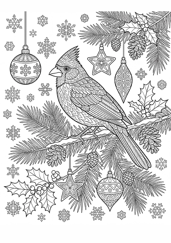 Winter Cardinal coloring page