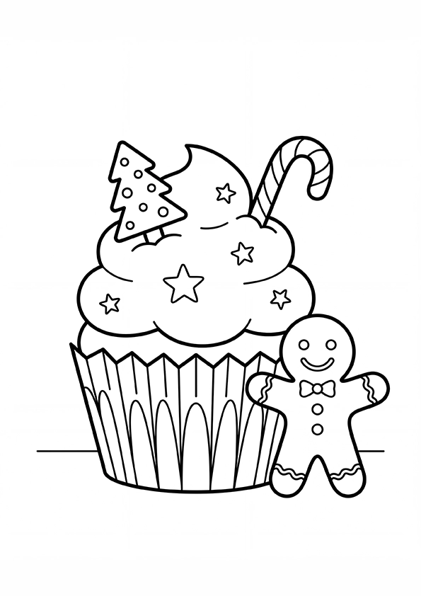 Christmas Cupcake coloring page