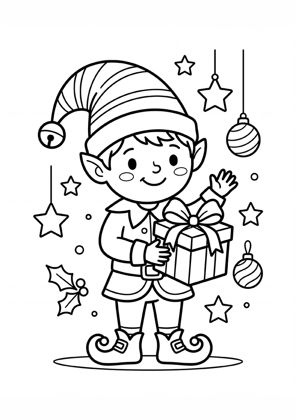 Christmas Elf coloring page