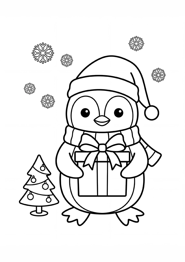 Christmas Penguin coloring page
