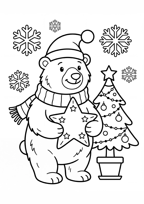 Christmas Polar Bear coloring page