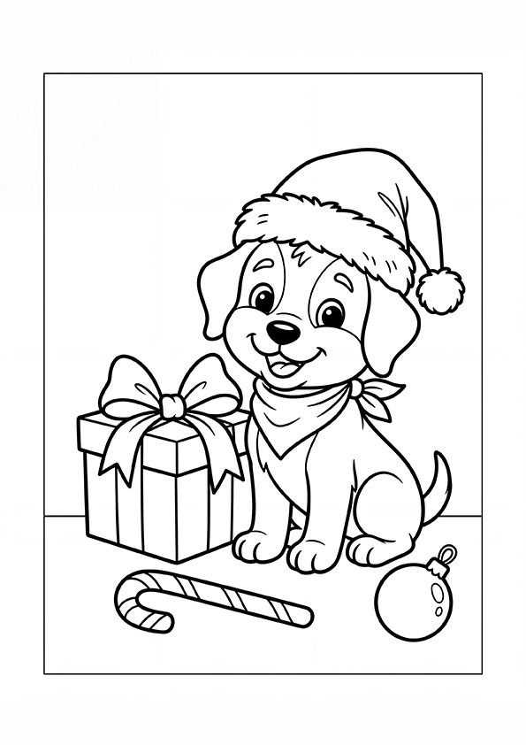 Christmas Puppy coloring page