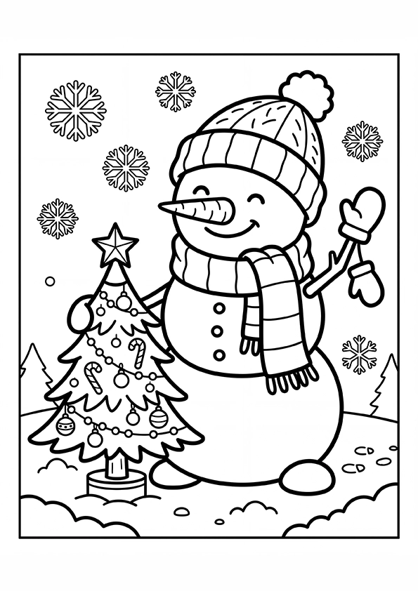Christmas Snowman coloring page