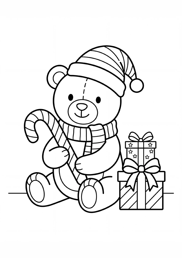 Christmas Teddy Bear coloring page
