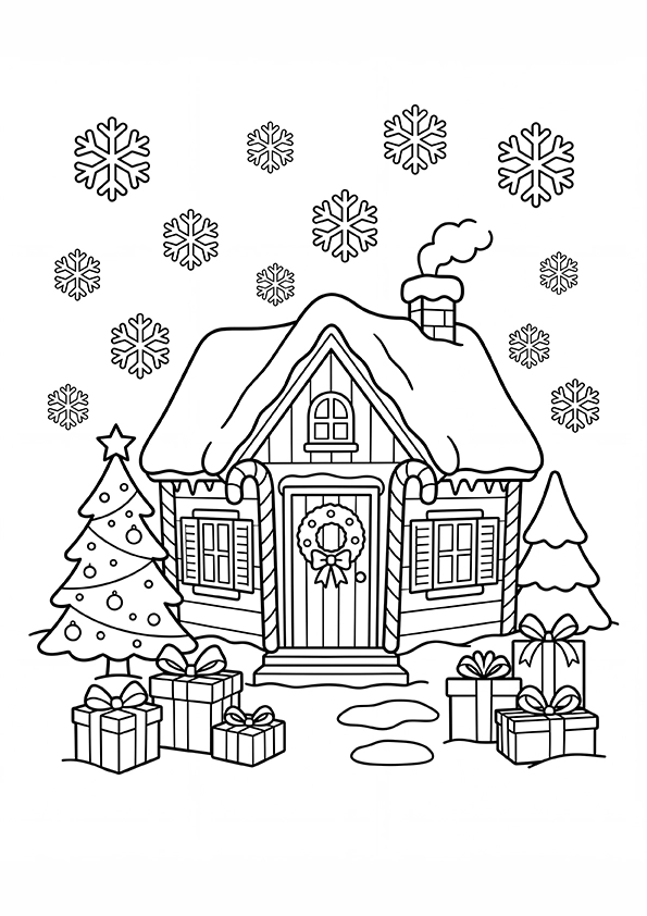 Christmas Village House coloring page